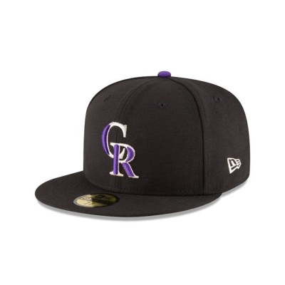 Black Colorado Rockies Hat - New Era MLB Authentic Collection 59FIFTY Fitted Caps USA9742138